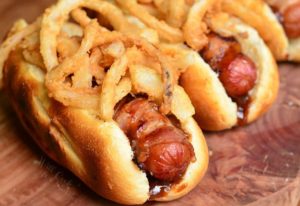 BBQ Bacon & Crispy Onion Hot Dogs by Will Cook for Smiles