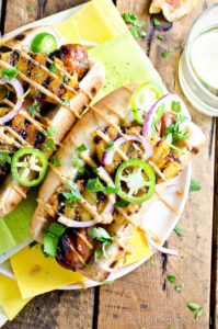 Hawaiian Hot Dogs with Grilled Pineapple & Teriyaki Mayo by The Endless Meal