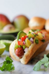 Hawaiian Hot Dogs with Mango Salsa by Damn Delicious