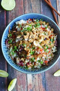 Thai Cashew Coconut Rice with Ginger Peanut Sauce by Host the Toast