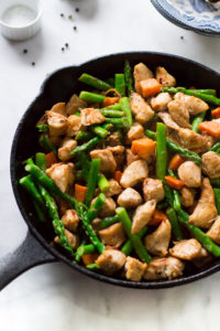 Asparagus Sweet Potato Chicken Skillet by Primavera Kitchen