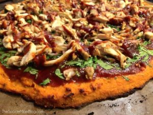 Barbecue Chicken Pizza with Sweet Potato Crust by The Soccer Mom Blog
