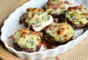 Bacon, Spinach & Four Cheese Stuffed Mushrooms by Will Cook for Smiles