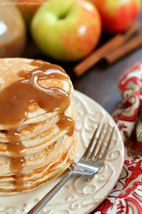 Applesauce Pancakes with Cinnamon Syrup by Yummy Healthy Easy