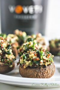 Quinoa Spinach Stuffed Mushrooms by Lauren Kelly Nutrition