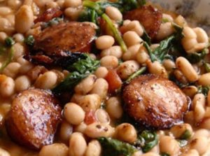 White Beans with Spinach & Sausage by Just a Pinch