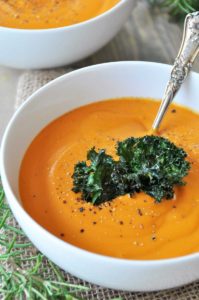 Creamy Roasted Carrot, Garlic, and Rosemary Soup by Veganosity