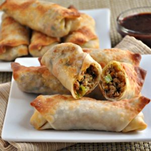 Pork and Vegetable Crispy Baked Egg Rolls by Pinch and Swirl