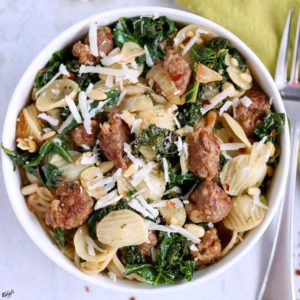 Orecchiette with Sausage, Kale, Garlic & Pine Nuts - Karyl's Kulinary Krusade