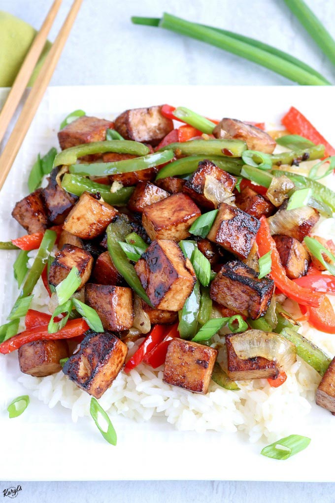 Tofu Bell Pepper Stir Fry will wake up your taste buds with a delicious marinade, gorgeous char on the tofu and a combination of bell peppers and onions. Perfect on its own for a gluten free meal, or serve over rice #tofu #bellpeppers #marinade #stirfry #vegetables #vegetarian #meatless #glutenfree #meatlessmonday #karylskulinarykrusade Tofu Bell Pepper Stir Fry will wake up your taste buds with a delicious marinade, gorgeous char on the tofu and a combination of bell peppers and onions. Perfect on its own for a gluten free meal, or serve over rice #tofu #bellpeppers #marinade #stirfry #vegetables #vegetarian #meatless #glutenfree #meatlessmonday #karylskulinarykrusade
