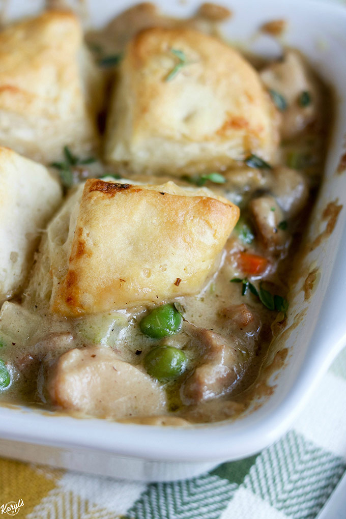 Chicken Pot Pie is a classic comfort food! Skip the canned "cream of" soups and make the filling from scratch in minutes. Topped with biscuits and baked to golden perfection, this dish is perfect to warm you up #chicken #biscuits #chickpenpotpie #comfortfood #homemadesauce #ovenbaked #karylskulinarykrusade Chicken Pot Pie is a classic comfort food! Skip the canned "cream of" soups and make the filling from scratch in minutes. Topped with biscuits and baked to golden perfection, this dish is perfect to warm you up #chicken #biscuits #chickpenpotpie #comfortfood #homemadesauce #ovenbaked #karylskulinarykrusade