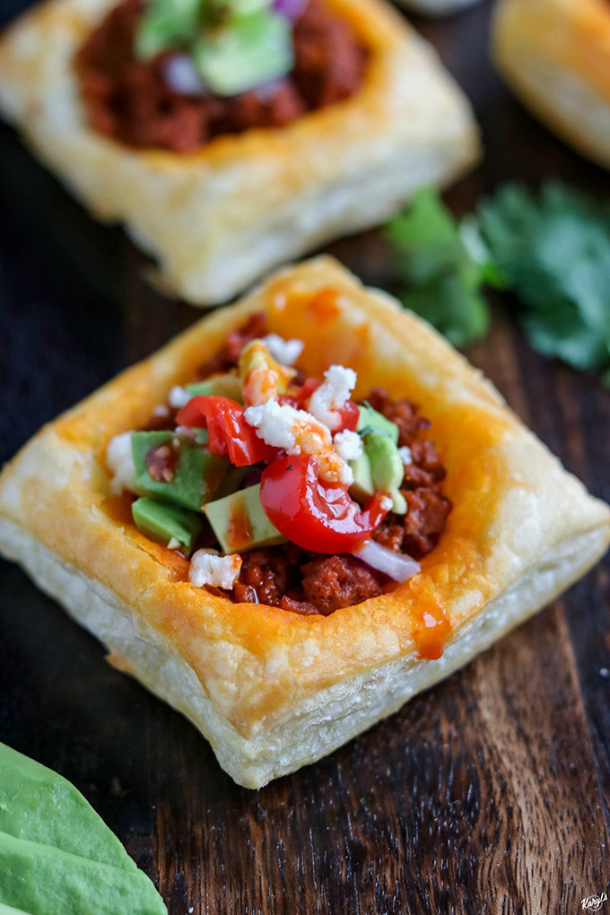 #Ad Vegetarian Chorizo Taco Puff Pastry Bites will wow your guests. This delicious appetizer features MorningStar Farms Chorizo Crumbles, finished with your favorite taco toppings. Easy to make, and ready in 20 minutes @walmart @morningstarfrms #MeatlessMonday #TasteIt2BelieveIt #MorningStarFarms #CollectiveBias #vegetarian #chorizocrumbles #chorizotacos #puffpastry #appetizer #fingerfood #entertaining #karylskulinarykrusade #Ad Vegetarian Chorizo Taco Puff Pastry Bites will wow your guests. This delicious appetizer features MorningStar Farms Chorizo Crumbles, finished with your favorite taco toppings. Easy to make, and ready in 20 minutes @walmart @morningstarfrms #MeatlessMonday #TasteIt2BelieveIt #MorningStarFarms #CollectiveBias #vegetarian #chorizocrumbles #chorizotacos #puffpastry #appetizer #fingerfood #entertaining #karylskulinarykrusade