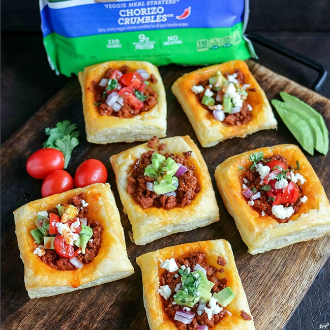 Vegetarian Chorizo Taco Puff Pastry Bites - Karyl's Kulinary Krusade