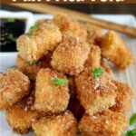 pile of Pan Fried Tofu on a white plate